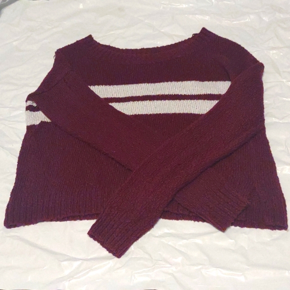 Hollister Sweaters - Hollister XS Striped Maroon Sweater